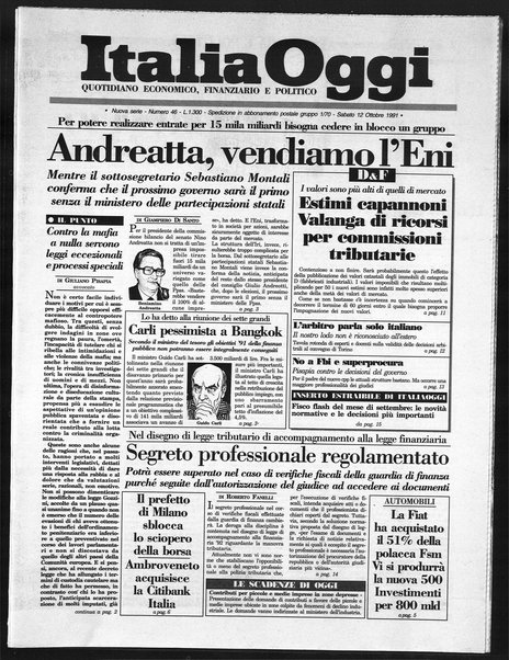 Italia oggi : quotidiano di economia finanza e politica